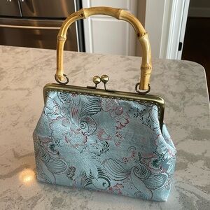 Bamboo Top Handle Floral Bag